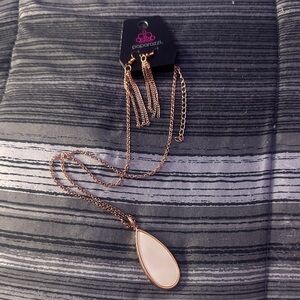 Paparazzi Rose Gold Necklace with White Teardrop Pendant